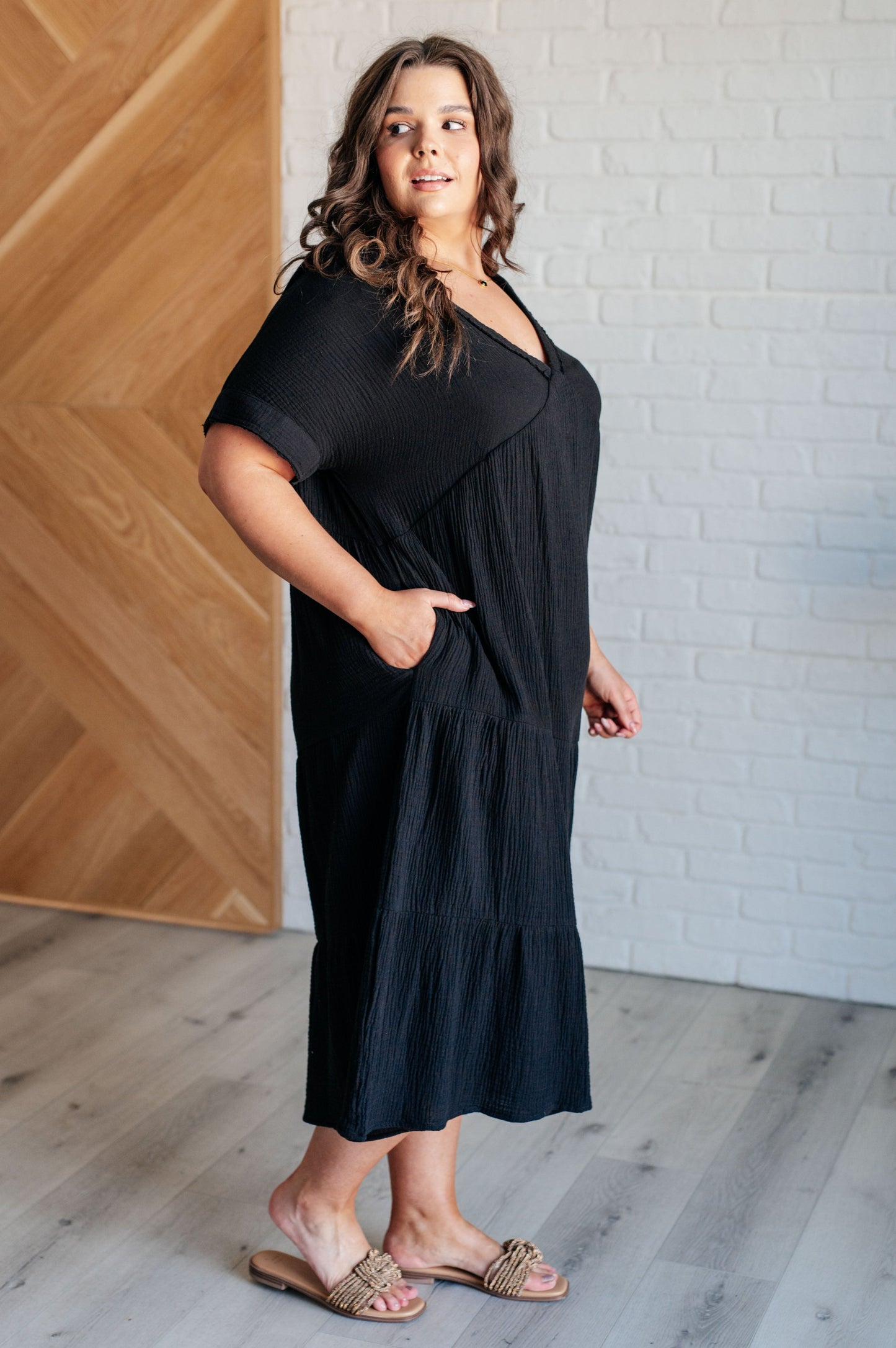 Vestido con mangas tipo kimono Always Learning en negro