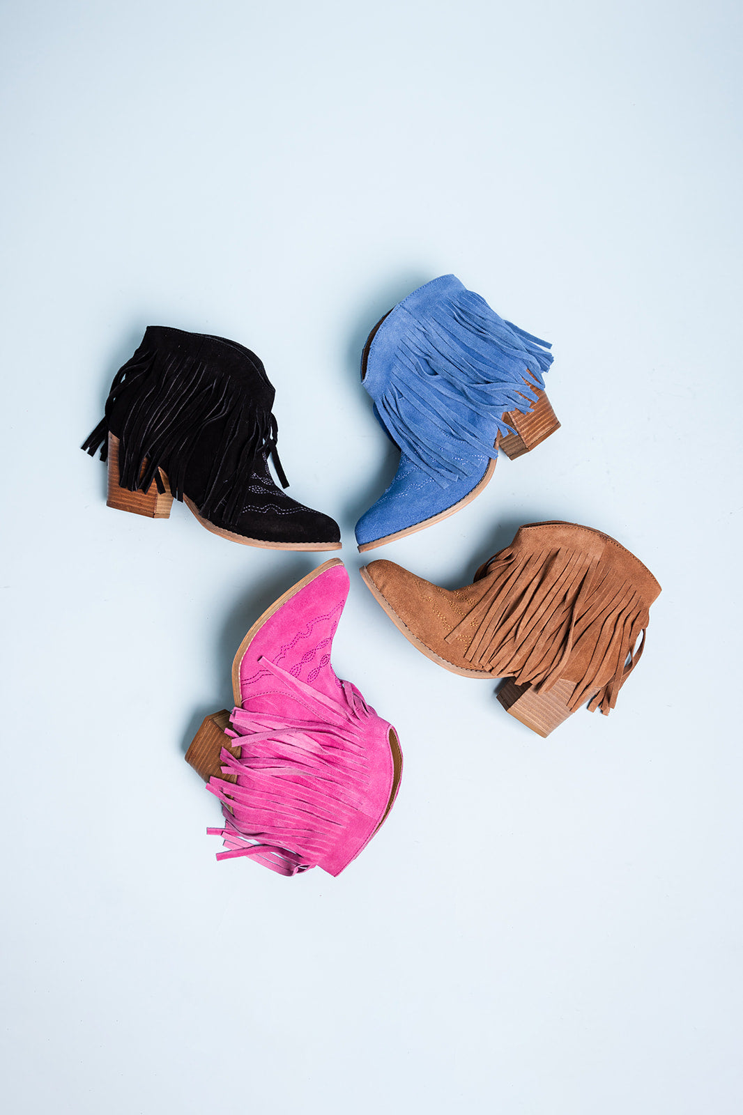Botín Amos Fringe de gamuza magenta