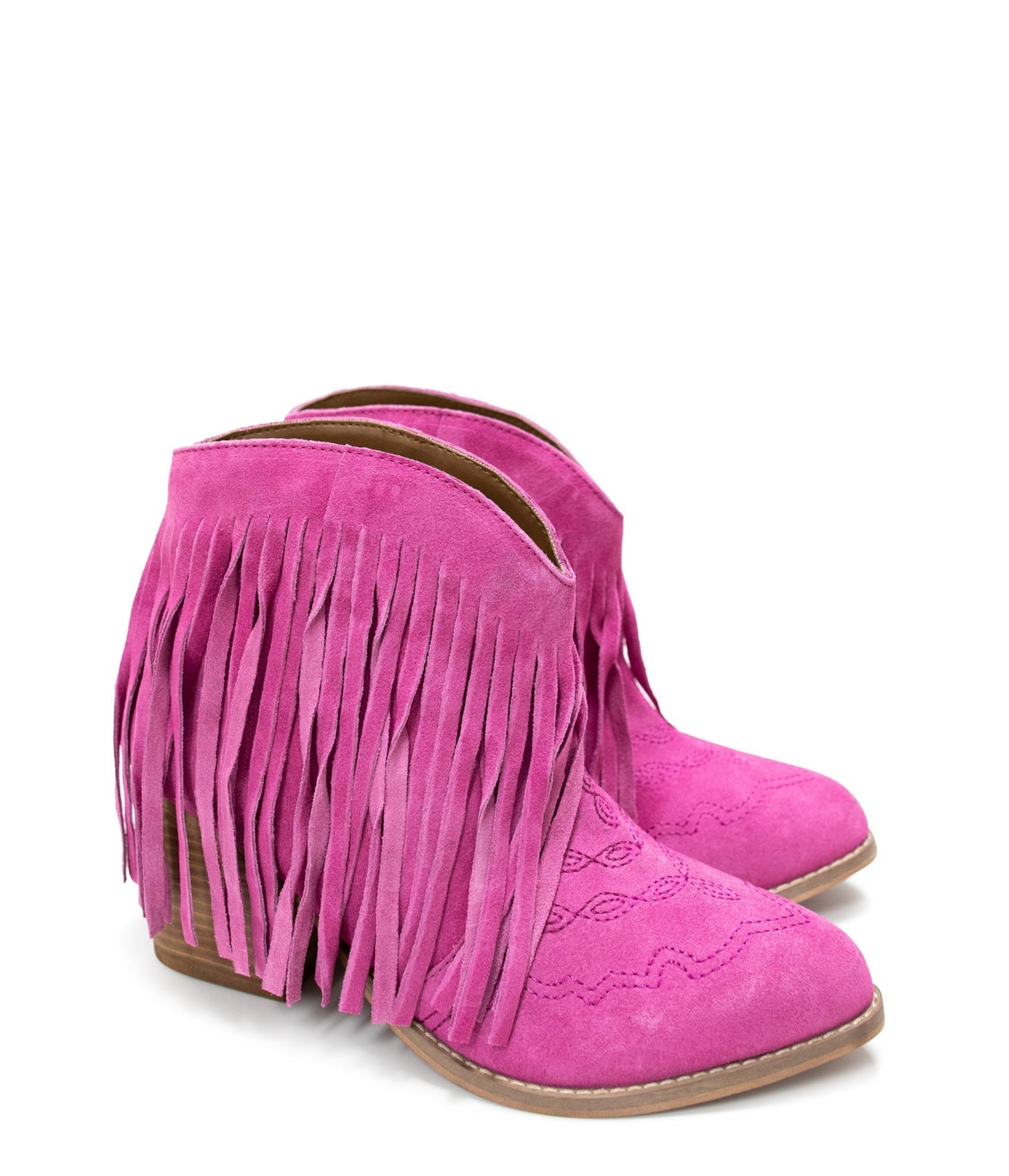 Botín Amos Fringe de gamuza magenta