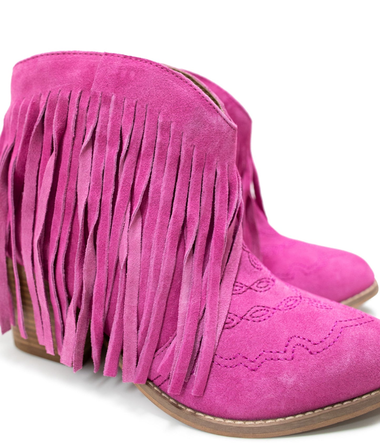 Botín Amos Fringe de gamuza magenta