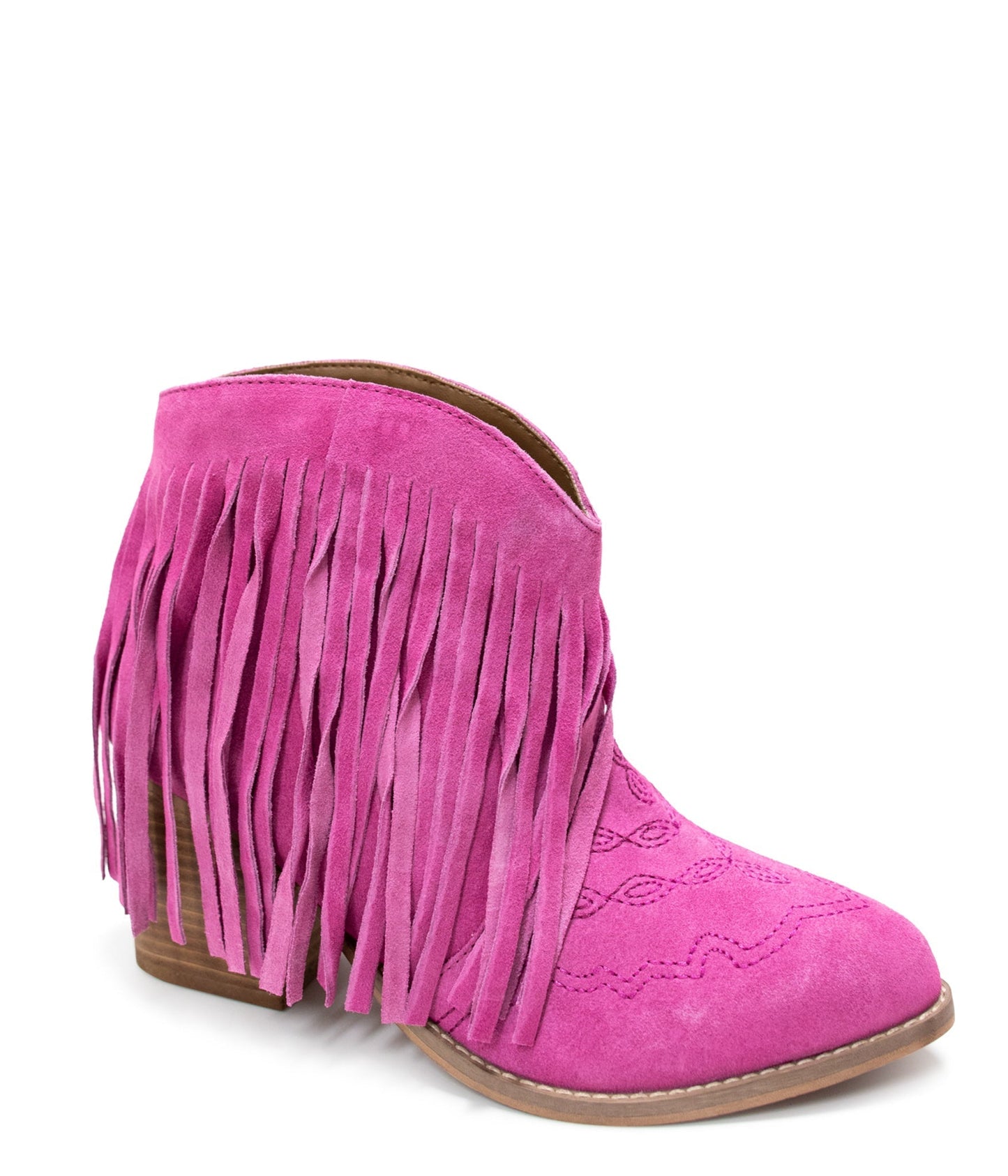 Botín Amos Fringe de gamuza magenta
