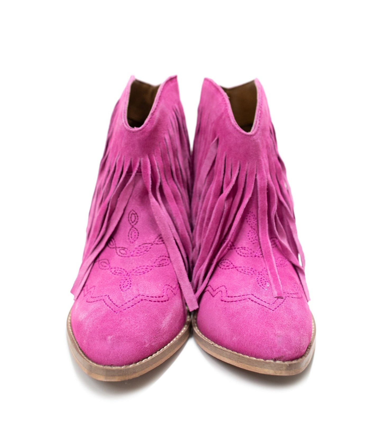 Botín Amos Fringe de gamuza magenta