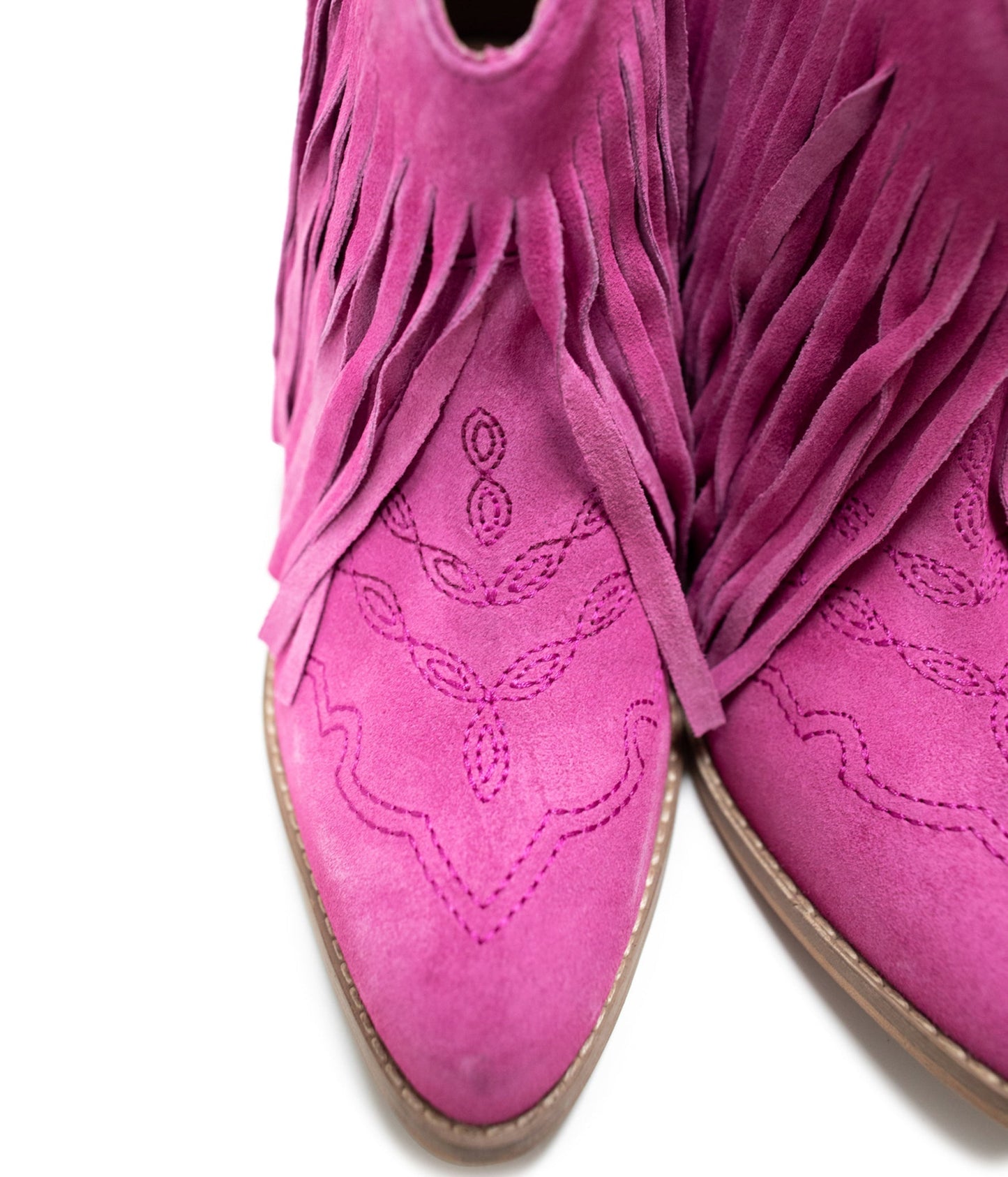 Botín Amos Fringe de gamuza magenta