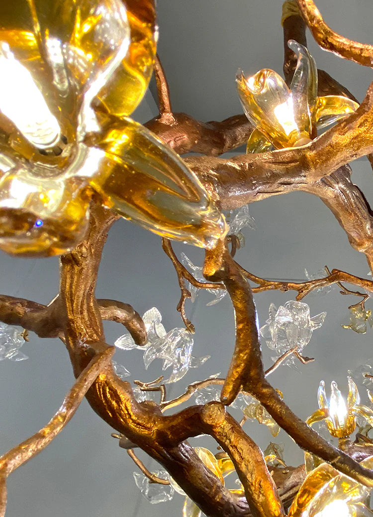 Lámpara de Araña Rama de Flores de Cristal Aosta