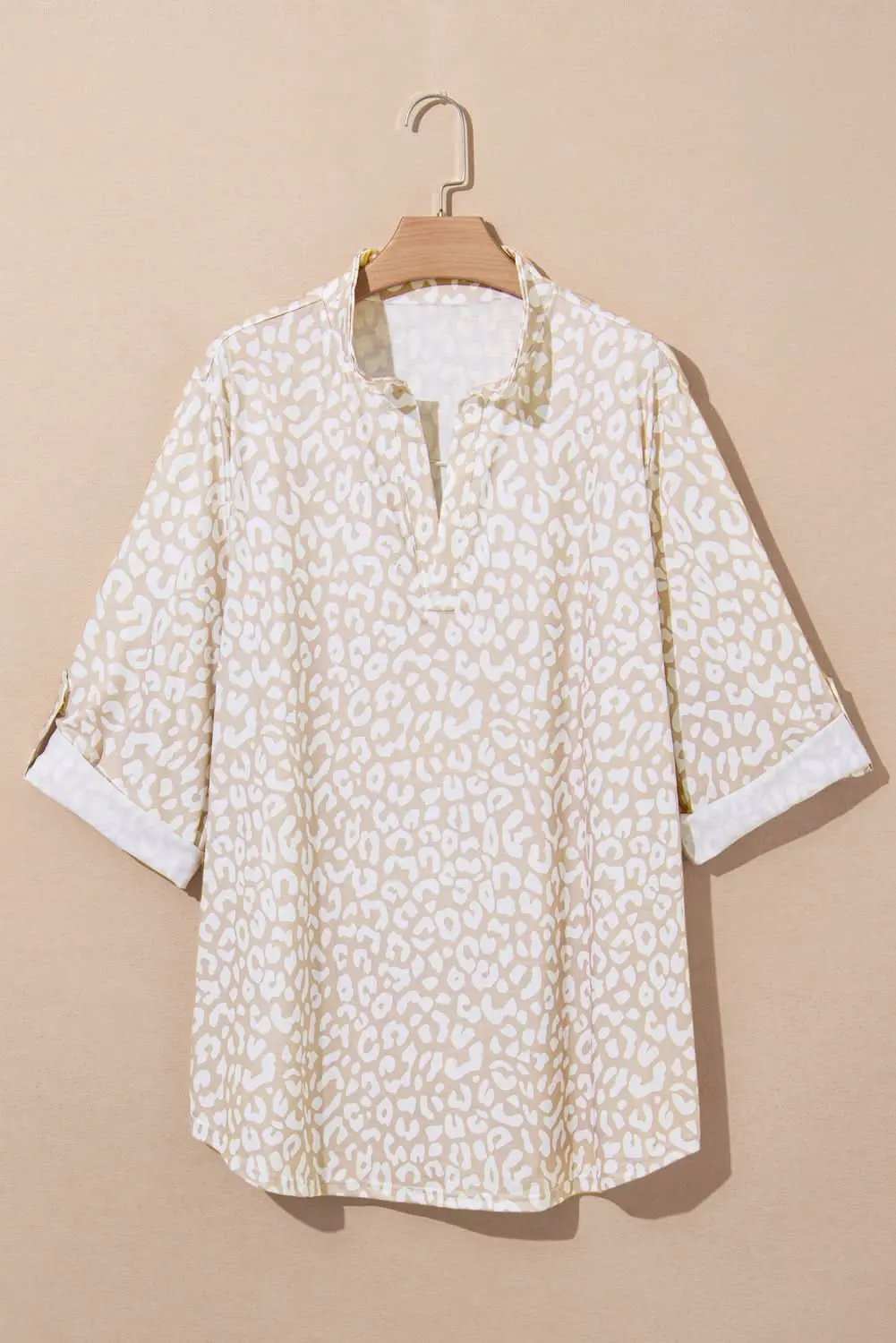 Apparel & Accessories > Clothing > Tops Apricot Leopard Print Plus Size Top by Love Salve
