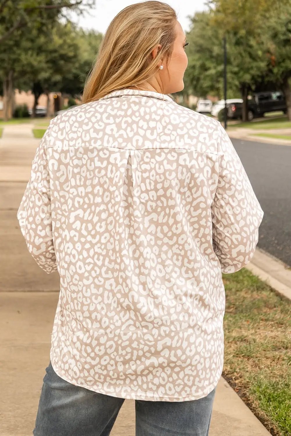 Apparel & Accessories > Clothing > Tops Apricot Leopard Print Plus Size Top by Love Salve