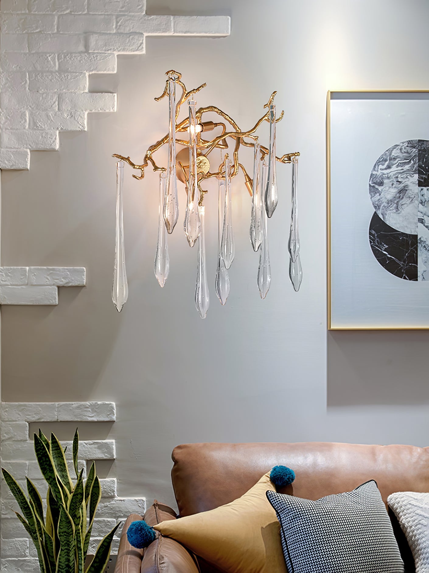 Lámpara de pared Aqua Salix Crystal