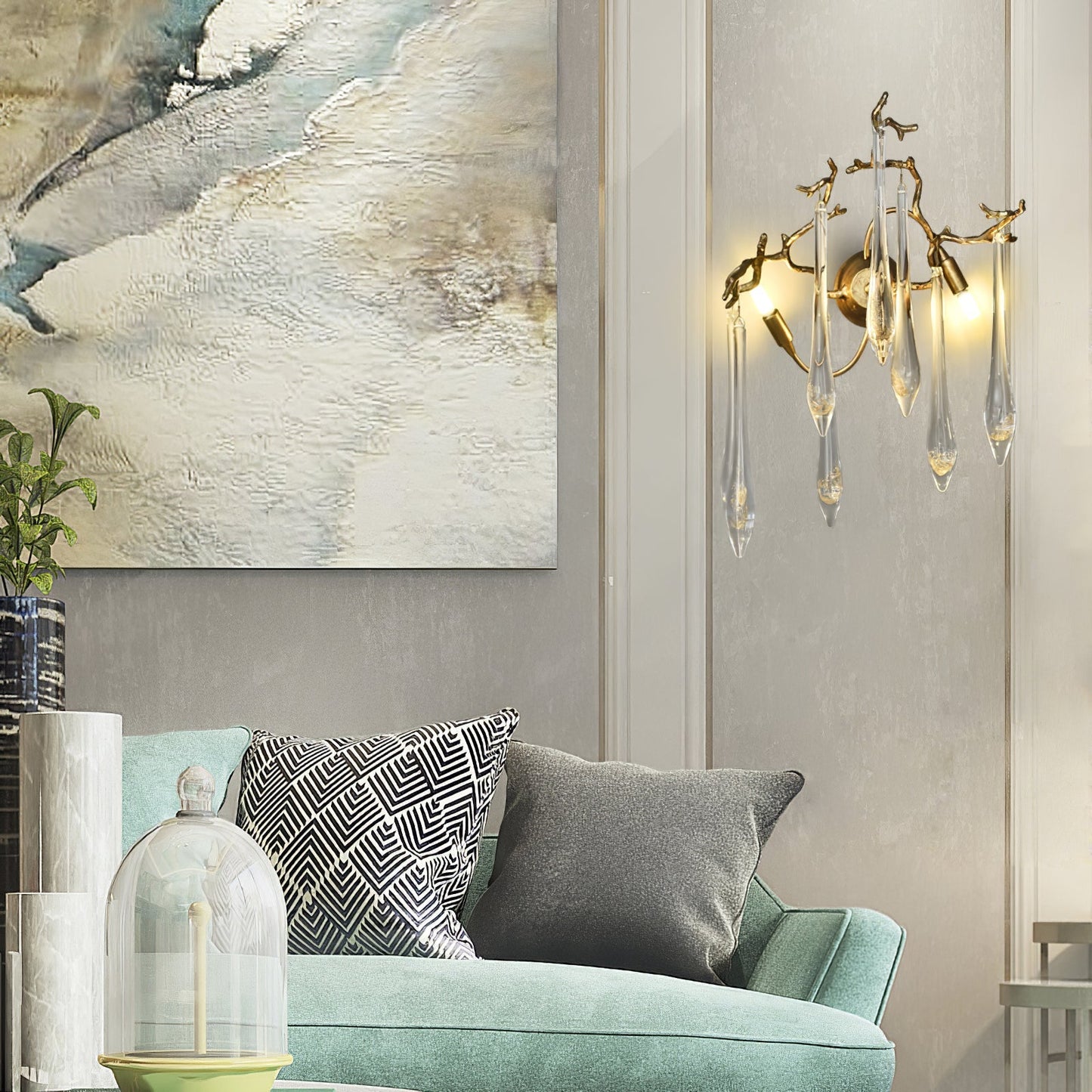 Lámpara de pared Aqua Salix Crystal