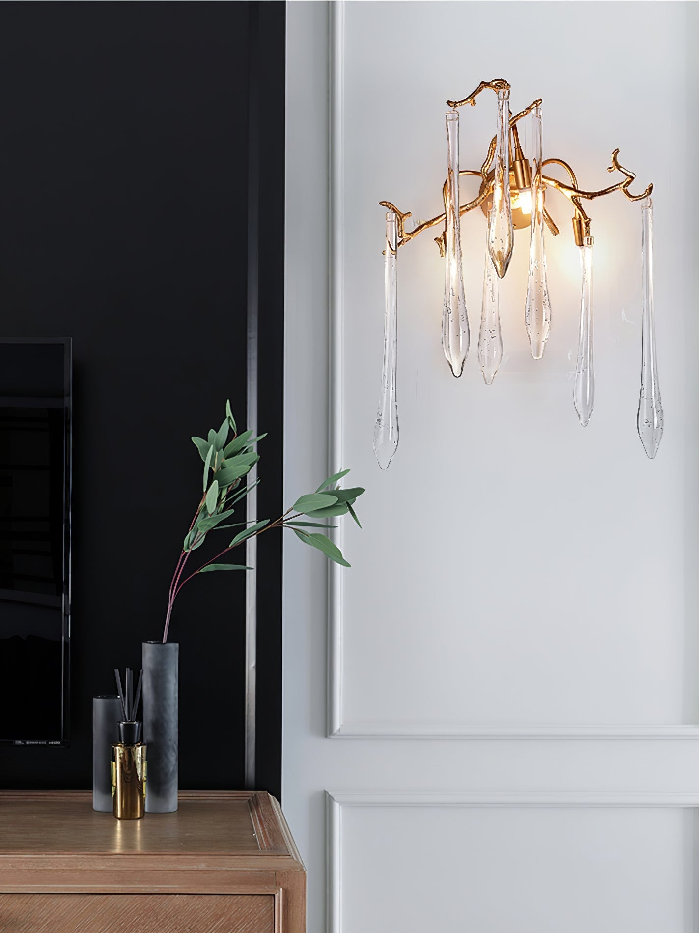 Lámpara de pared Aqua Salix Crystal
