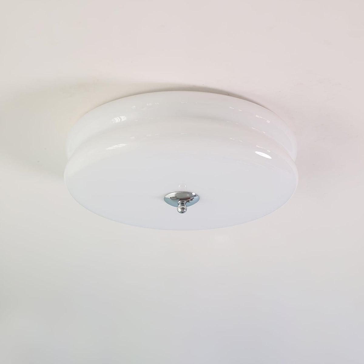 Art Deco Ribbed Glass Ceiling Light with Gold or Chrome Frame | Warm LED Flush Mount