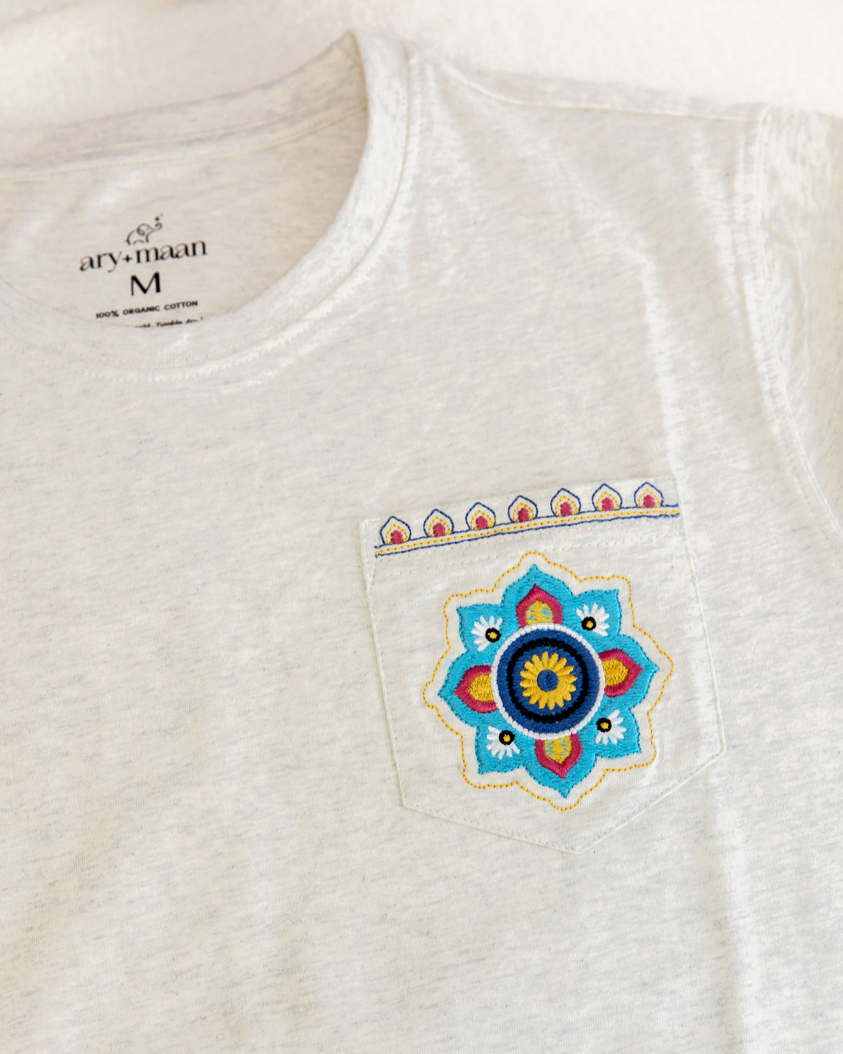 Adult Short Sleeve Pocket Tee – Purple Rangoli