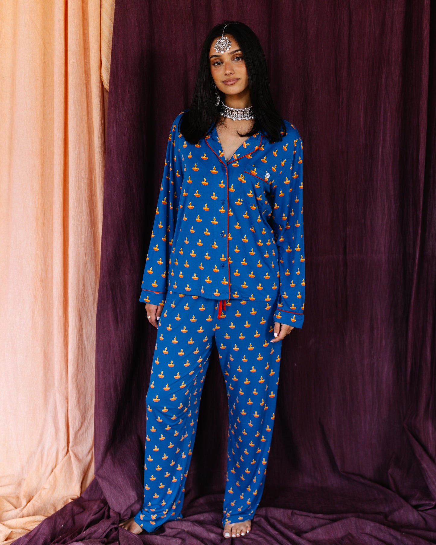 Blue Diya Adult Pajama Set