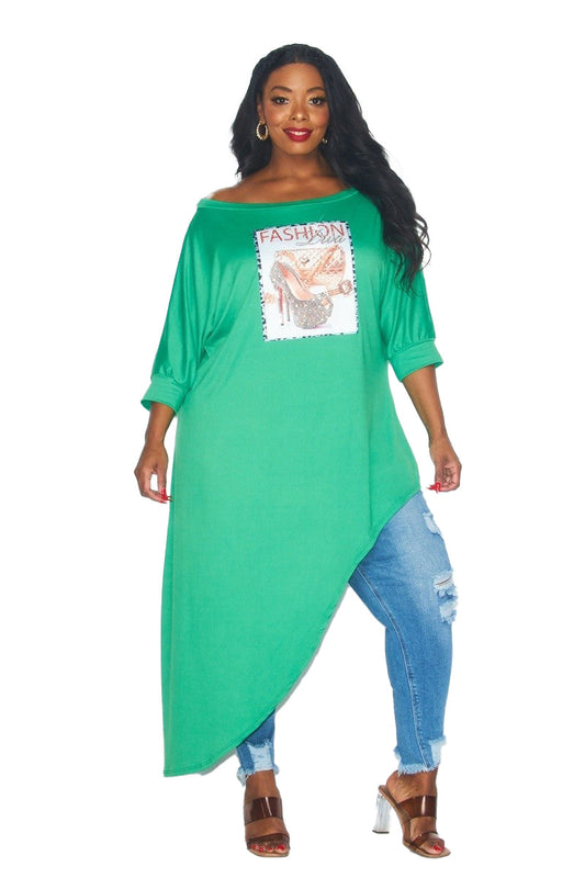 Curvy Asymmetrical Tunic Top