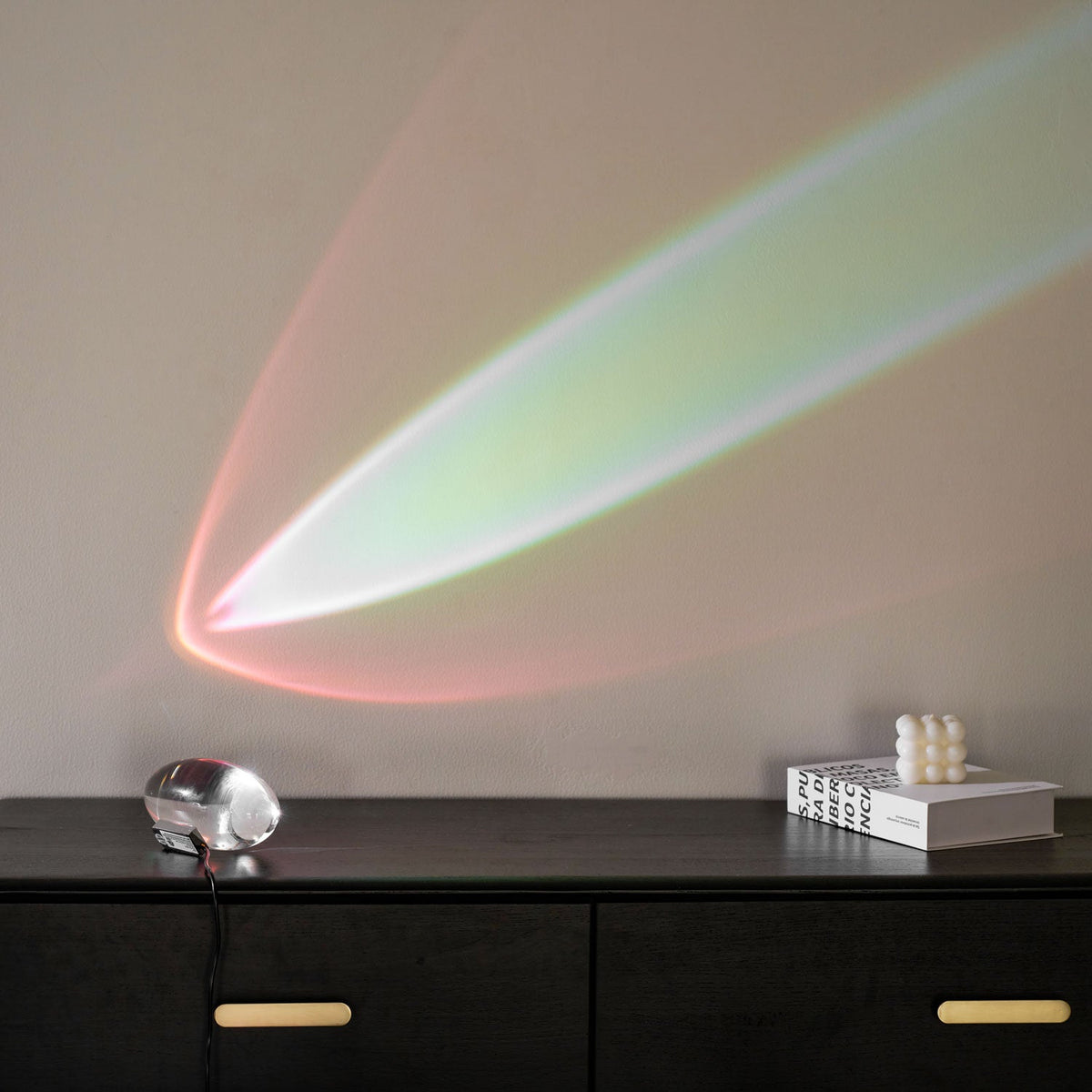 Seren | Crystal Glass Table Lamp with Chrome Base, Compact Plug-In Accent Light for Desk