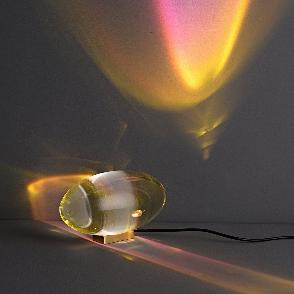 Seren | Crystal Glass Table Lamp with Chrome Base, Compact Plug-In Accent Light for Desk