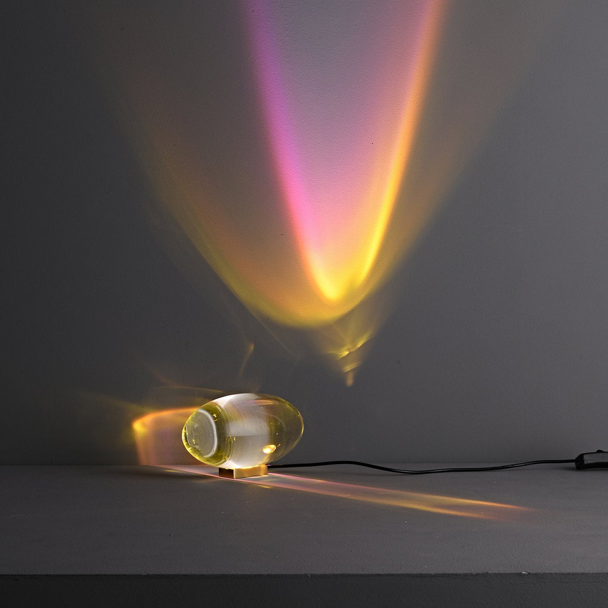 Seren | Crystal Glass Table Lamp with Chrome Base, Compact Plug-In Accent Light for Desk