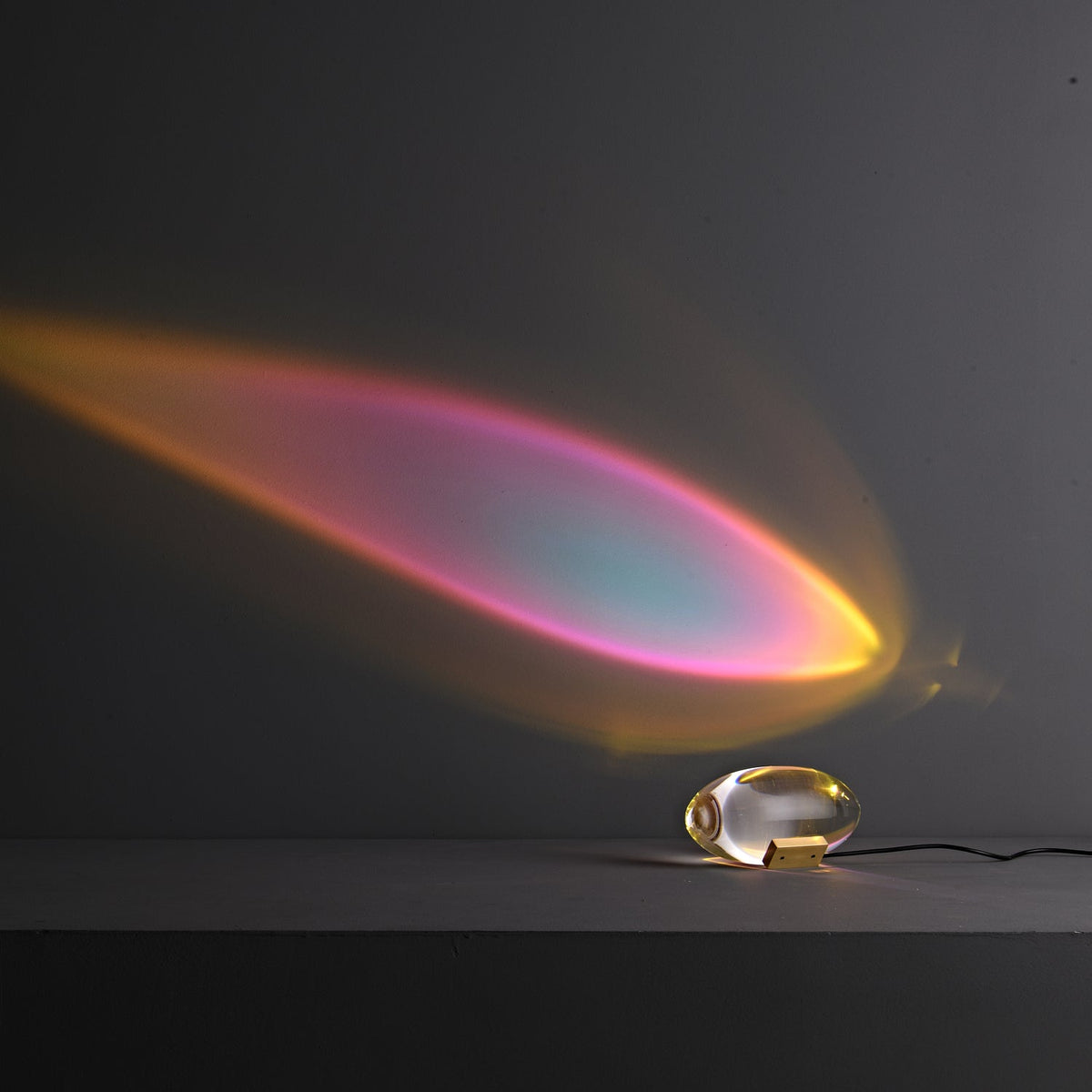 Seren | Crystal Glass Table Lamp with Chrome Base, Compact Plug-In Accent Light for Desk