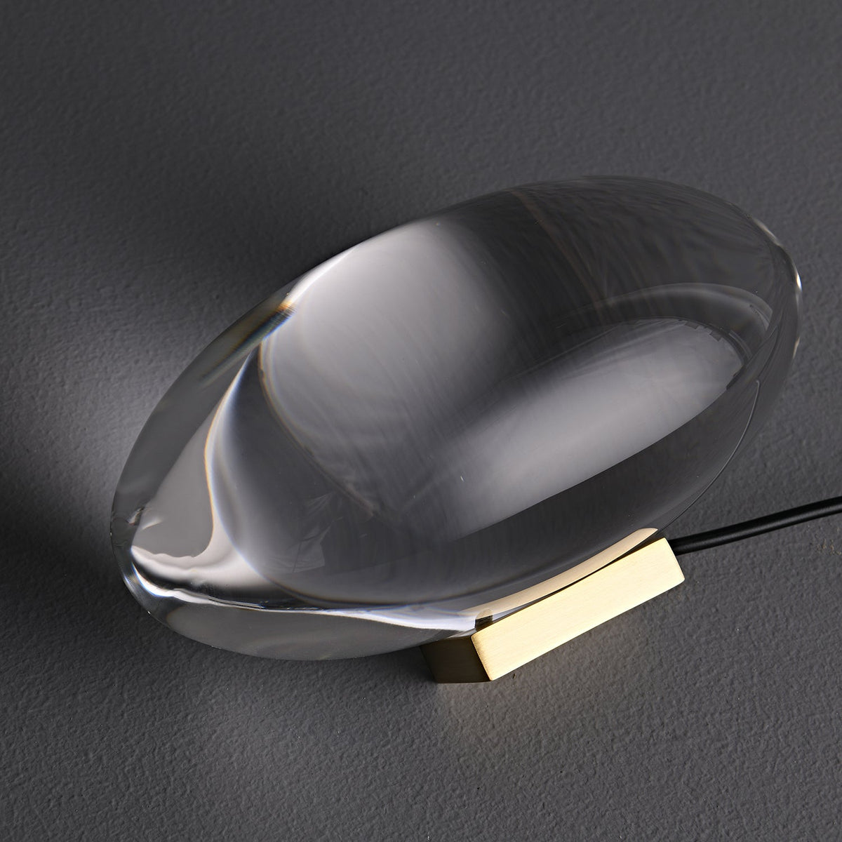 Seren | Crystal Glass Table Lamp with Chrome Base, Compact Plug-In Accent Light for Desk