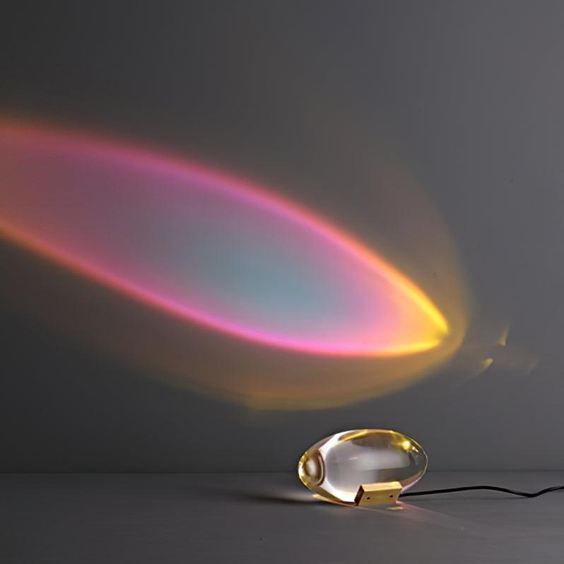 Seren | Crystal Glass Table Lamp with Chrome Base, Compact Plug-In Accent Light for Desk