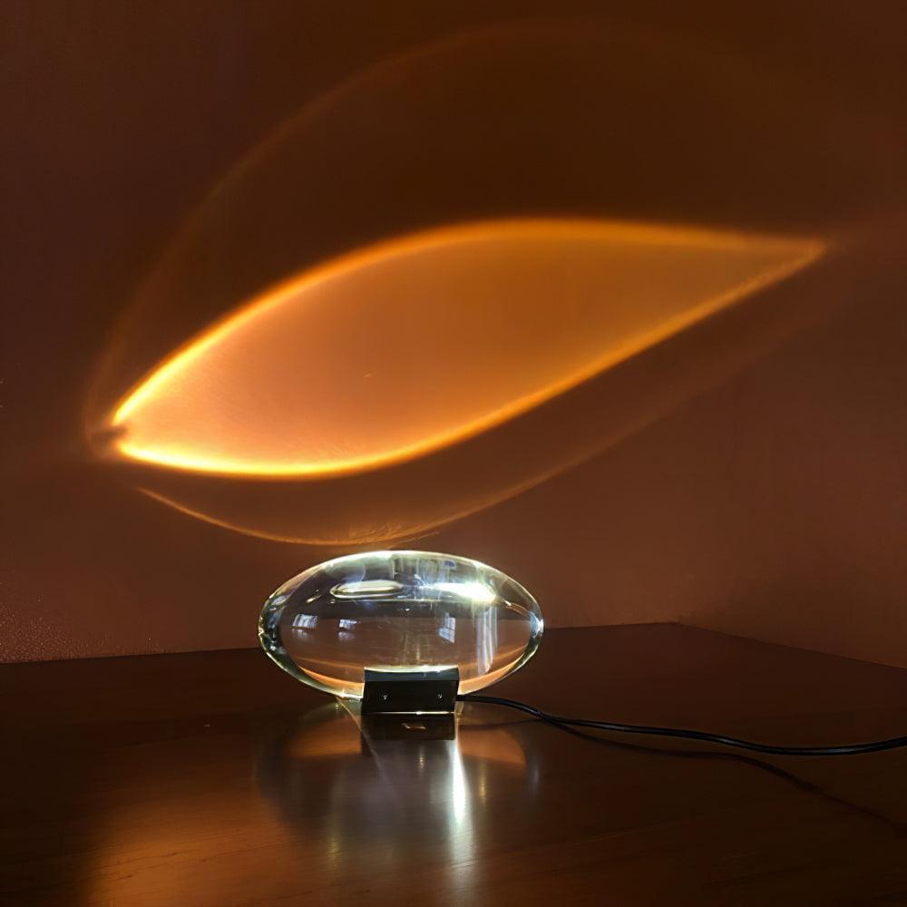 Seren | Crystal Glass Table Lamp with Chrome Base, Compact Plug-In Accent Light for Desk
