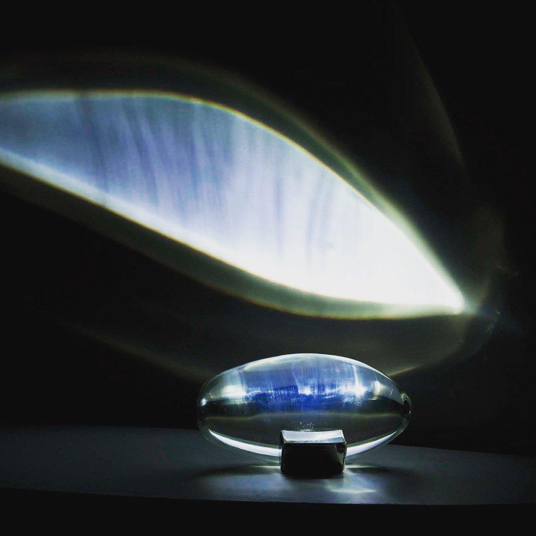 Seren | Crystal Glass Table Lamp with Chrome Base, Compact Plug-In Accent Light for Desk