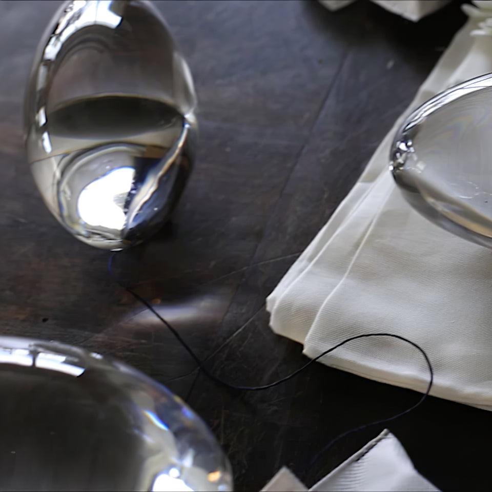 Seren | Crystal Glass Table Lamp with Chrome Base, Compact Plug-In Accent Light for Desk