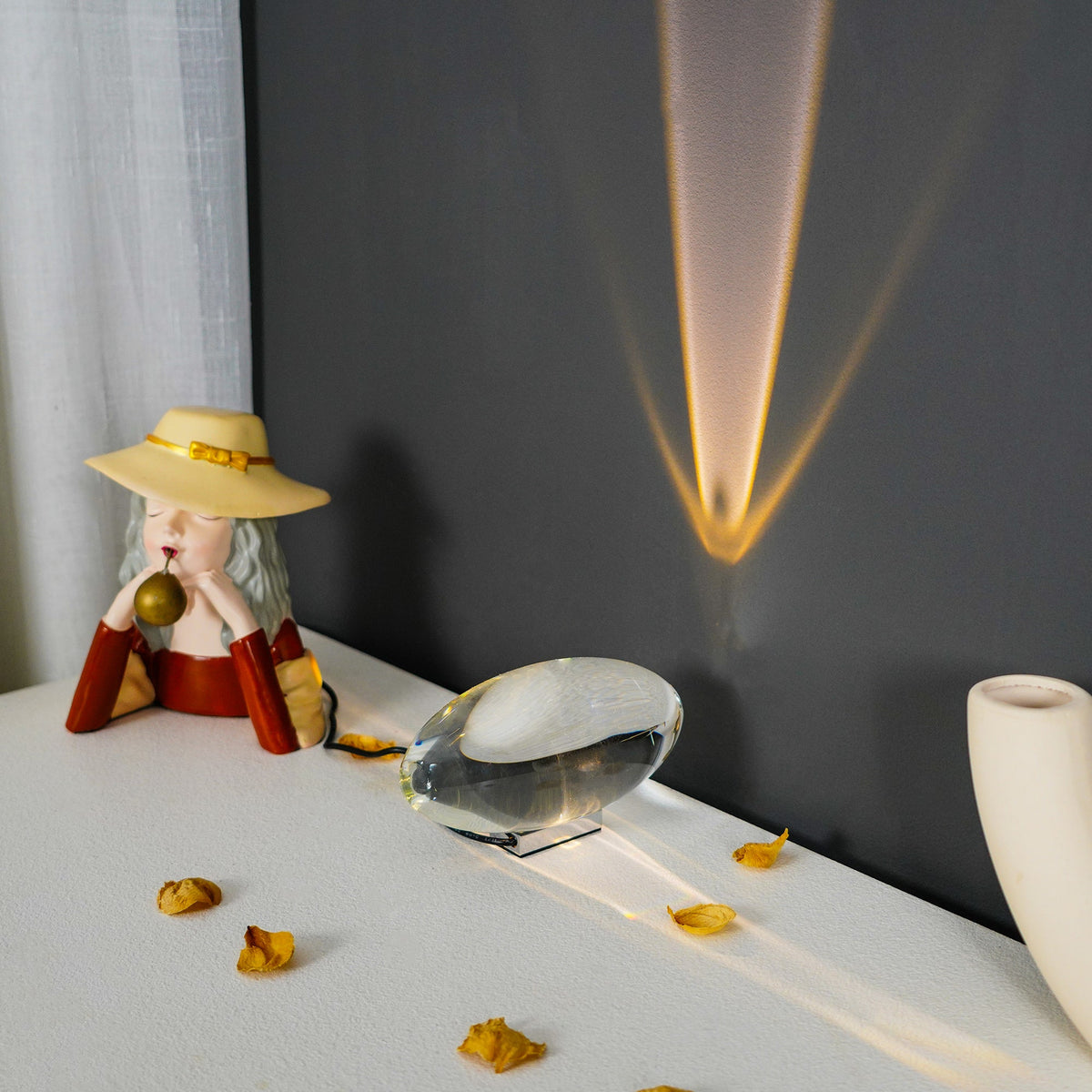 Seren | Crystal Glass Table Lamp with Chrome Base, Compact Plug-In Accent Light for Desk