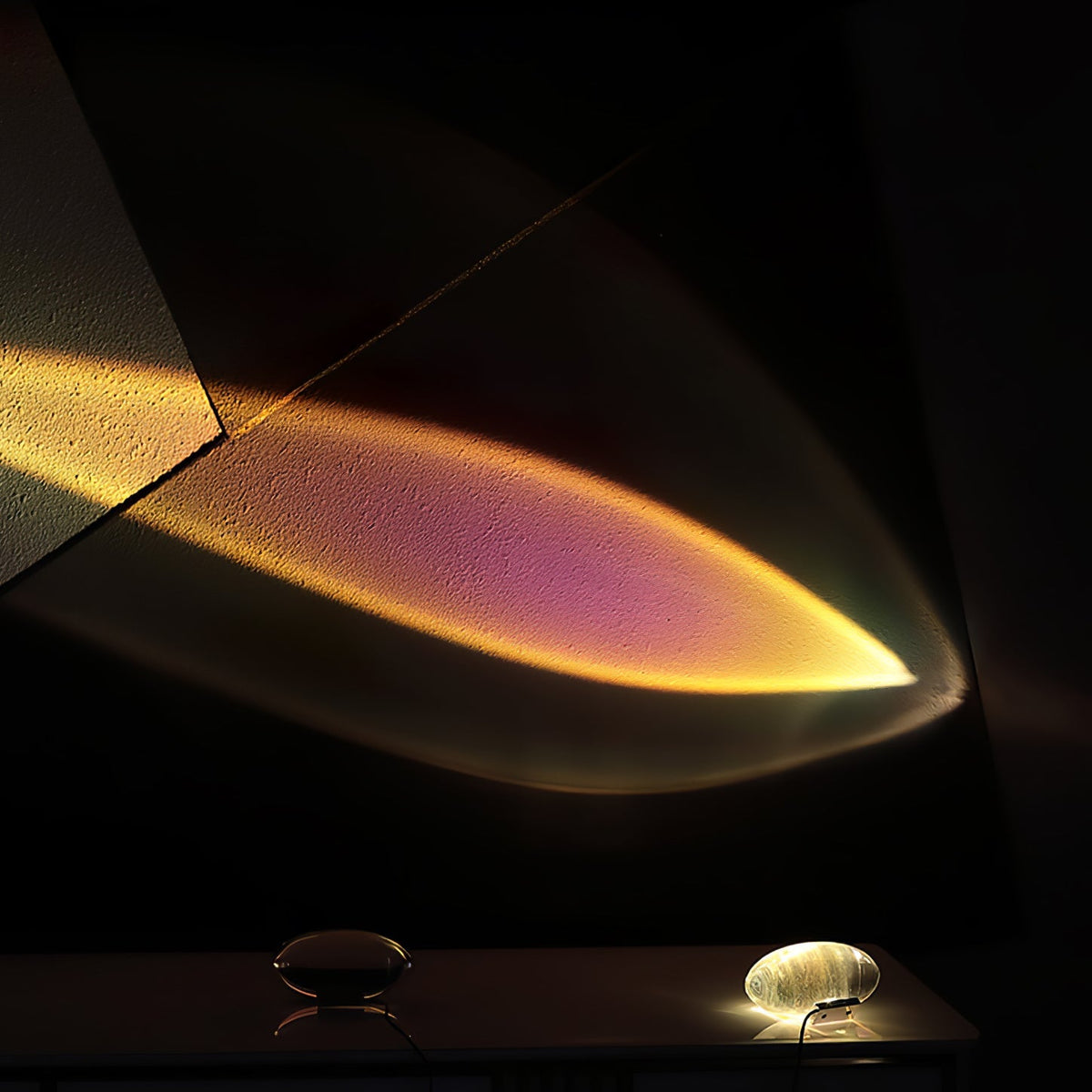 Seren | Crystal Glass Table Lamp with Chrome Base, Compact Plug-In Accent Light for Desk