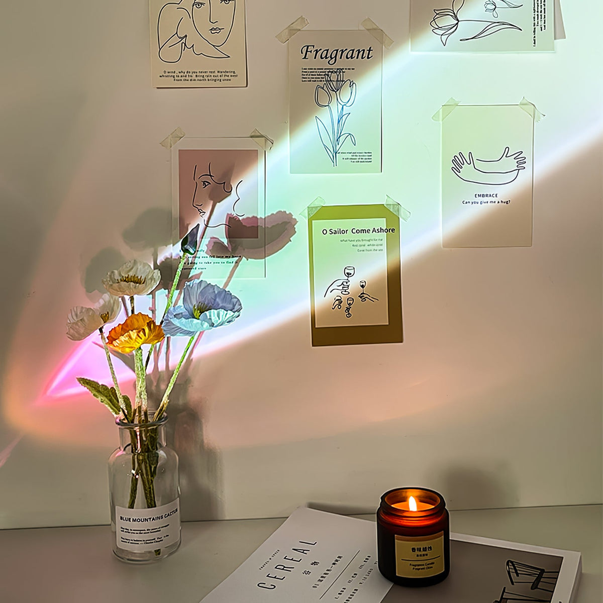 Seren | Crystal Glass Table Lamp with Chrome Base, Compact Plug-In Accent Light for Desk