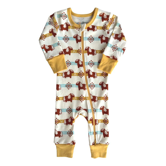 Pijama GOTS de Algodón Orgánico con Cremallera - Poni Azteca