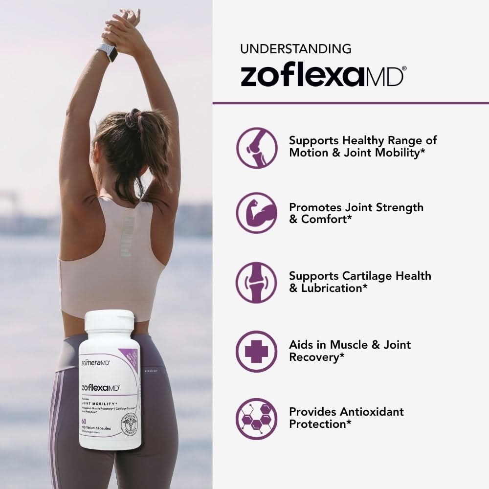Scimera MD® Zoflexa Joint Support Supplement with Glucosamine, Chondroitin, Boswellia, Turmeric, MSM, for Joint and Cartilage Health, 60 CT