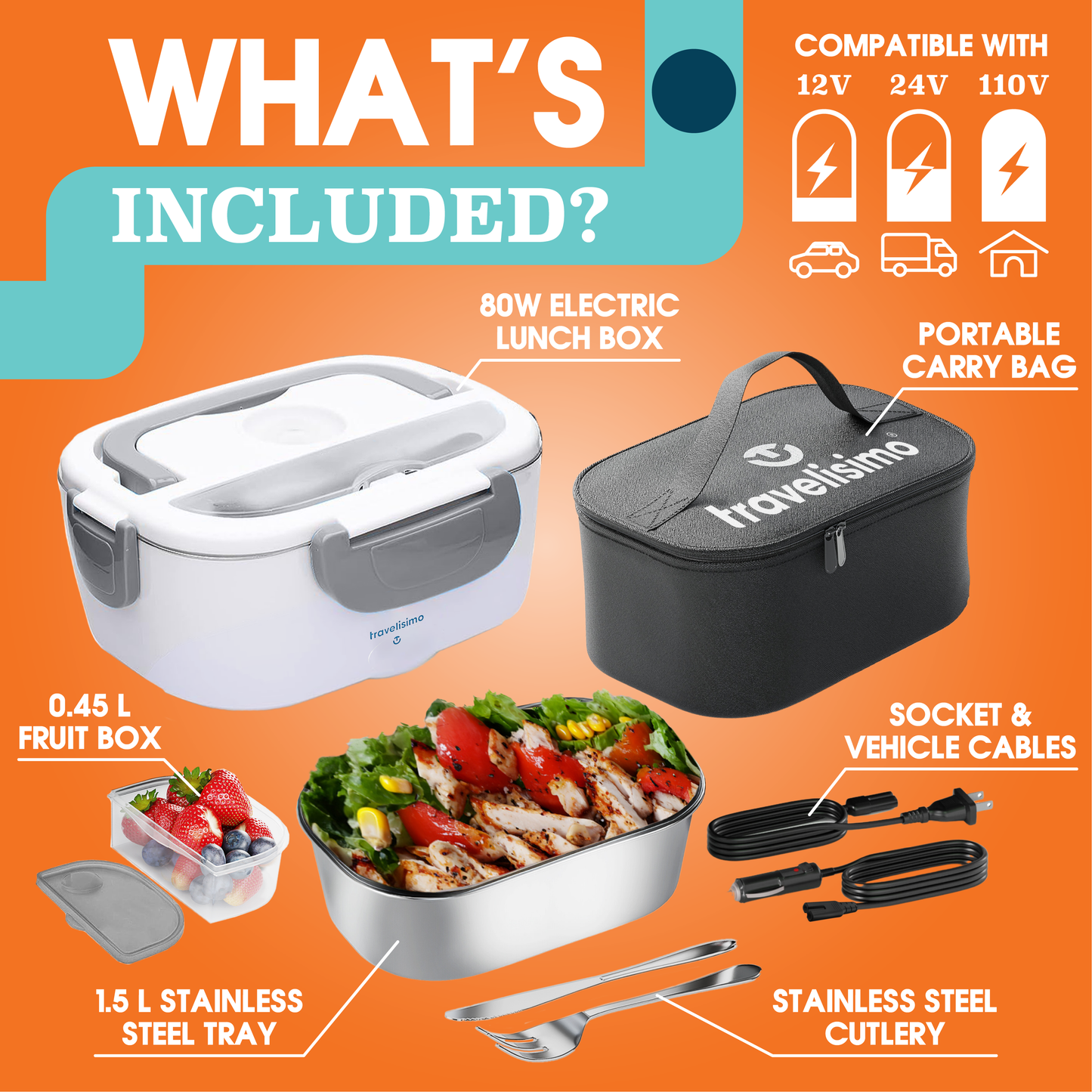 Bari Electric Lunch Box + Carry Bag - Grey