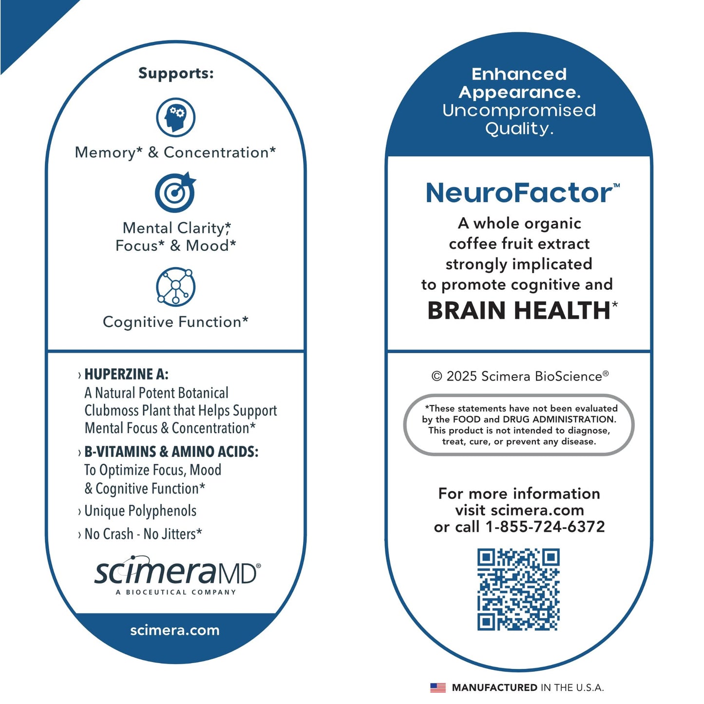 Scimera MD® Focus MD Brain Supplement with Nootropic Organic Coffeeberry, Huperzine A for Memory, Focus, and Energy, 30 CT