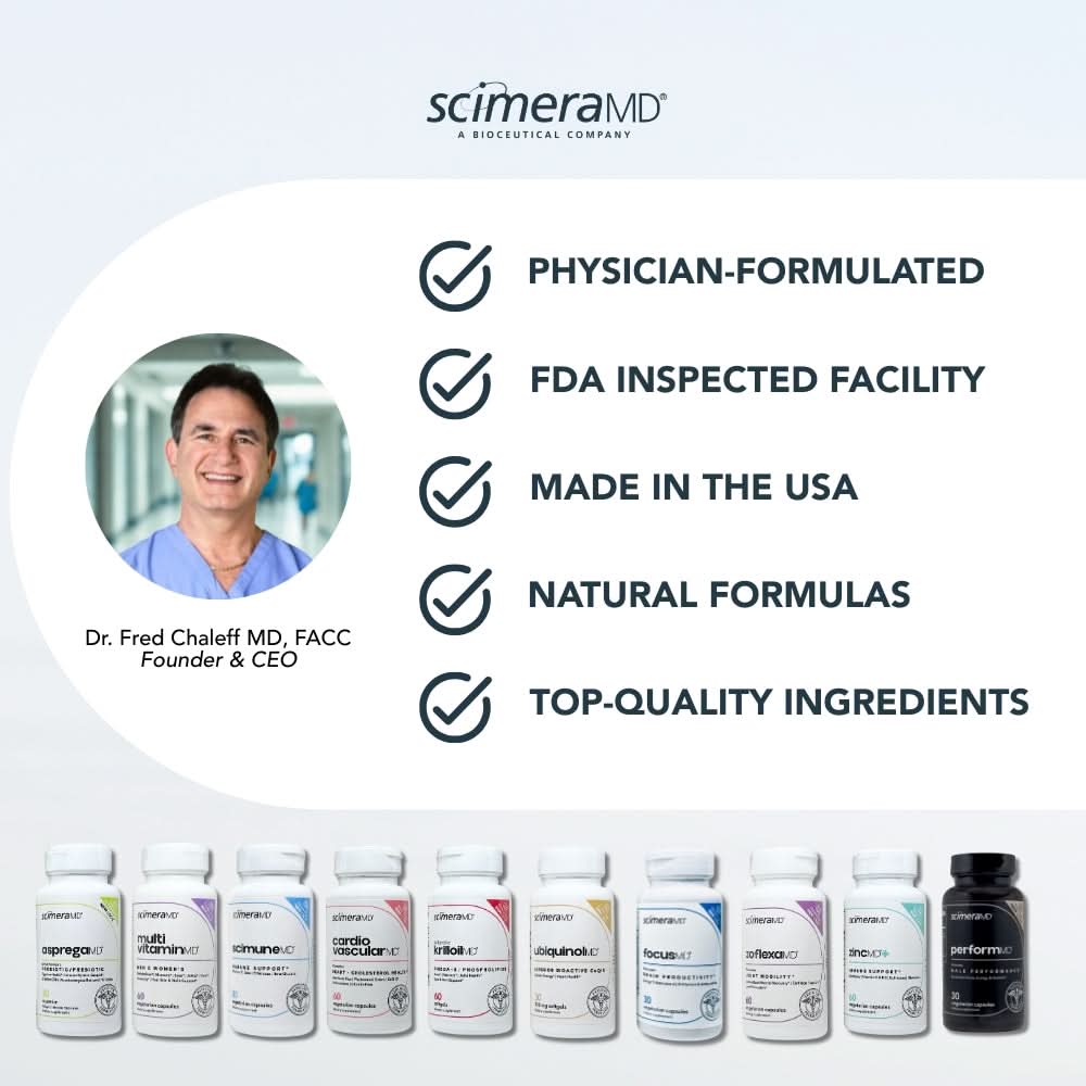 Scimera MD® Focus MD Brain Supplement with Nootropic Organic Coffeeberry, Huperzine A for Memory, Focus, and Energy, 30 CT