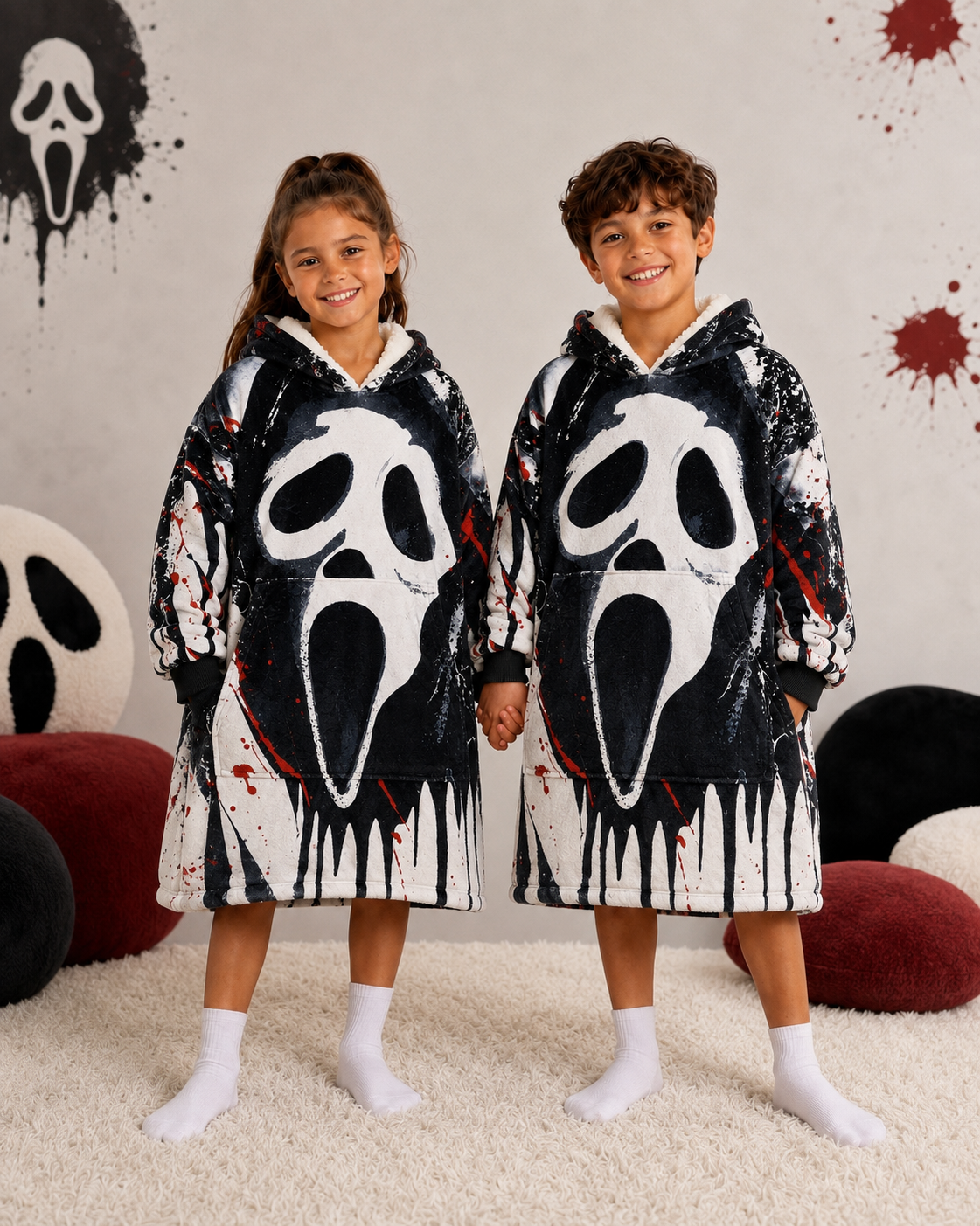 Sudadera con capucha y manta de Ghost Face para niños y adultos