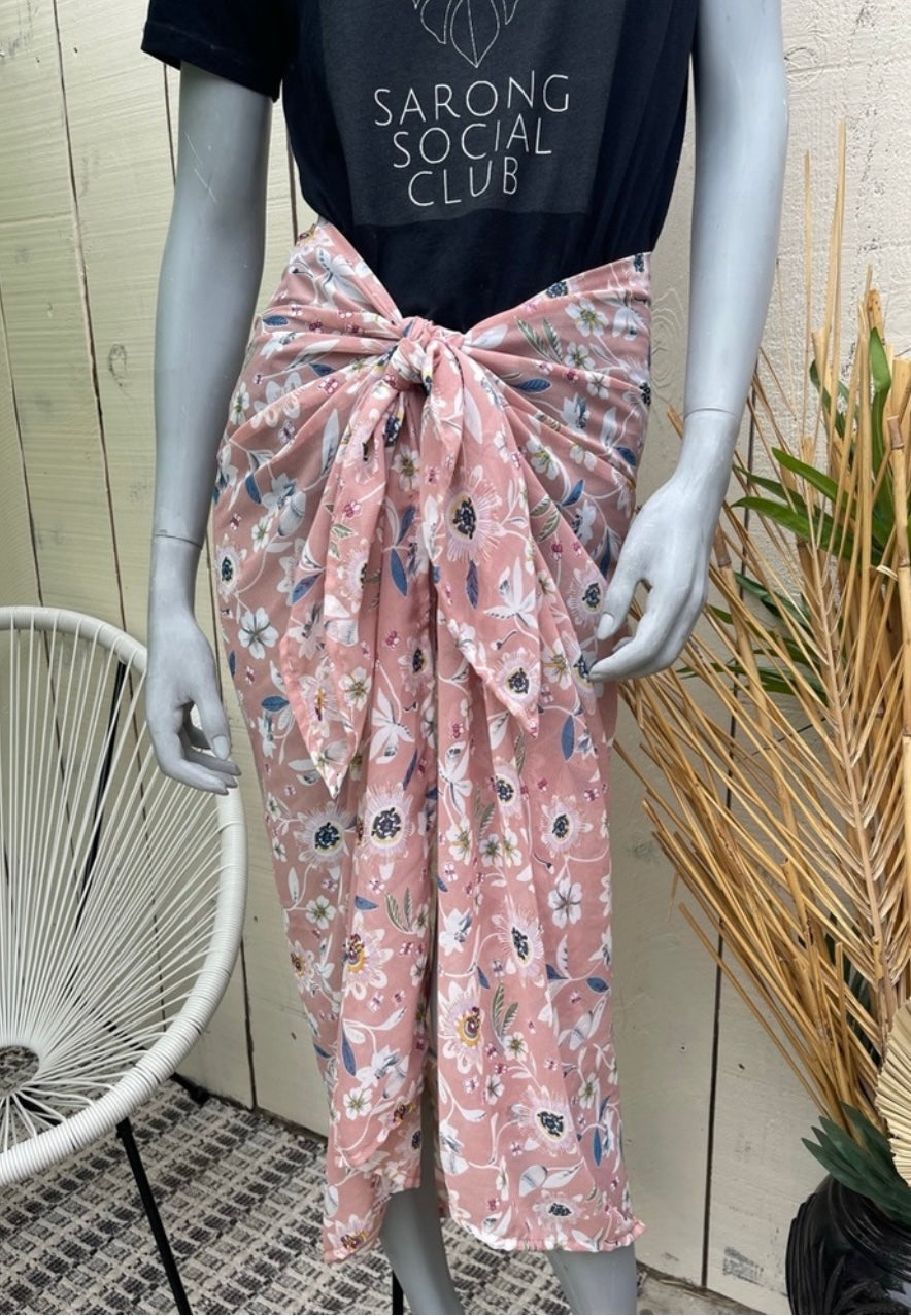 Pareo-bufanda floral rosa