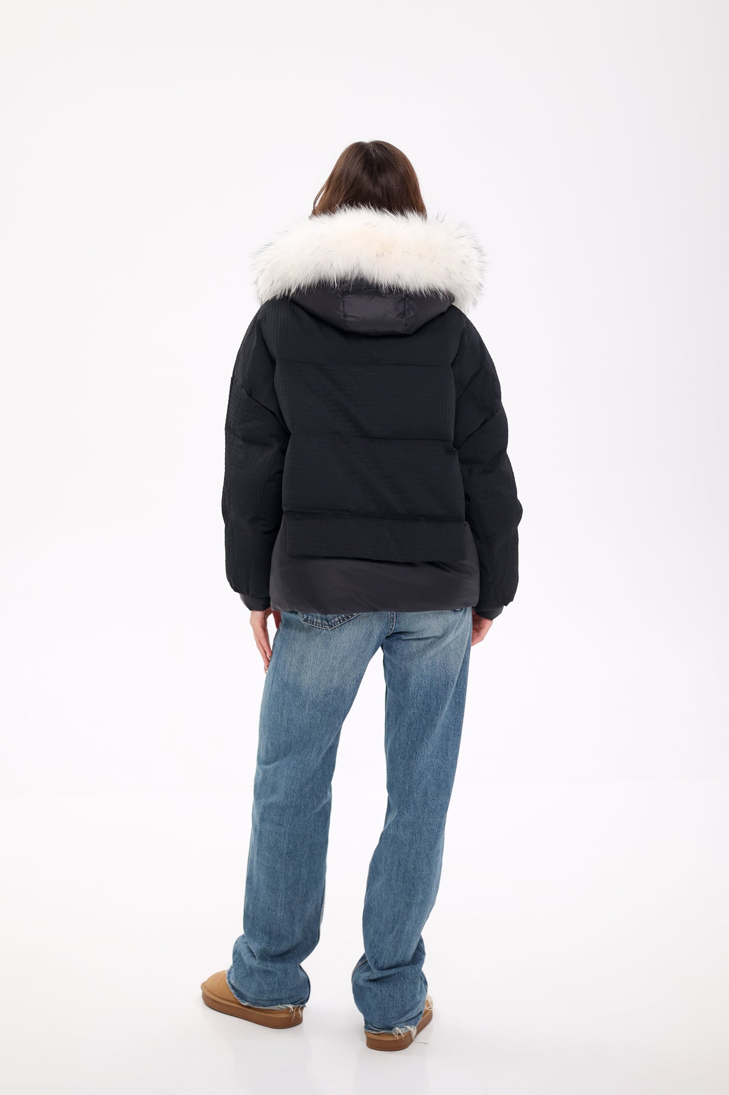 Parka de piel auténtica de zorro ártico con relleno de plumón