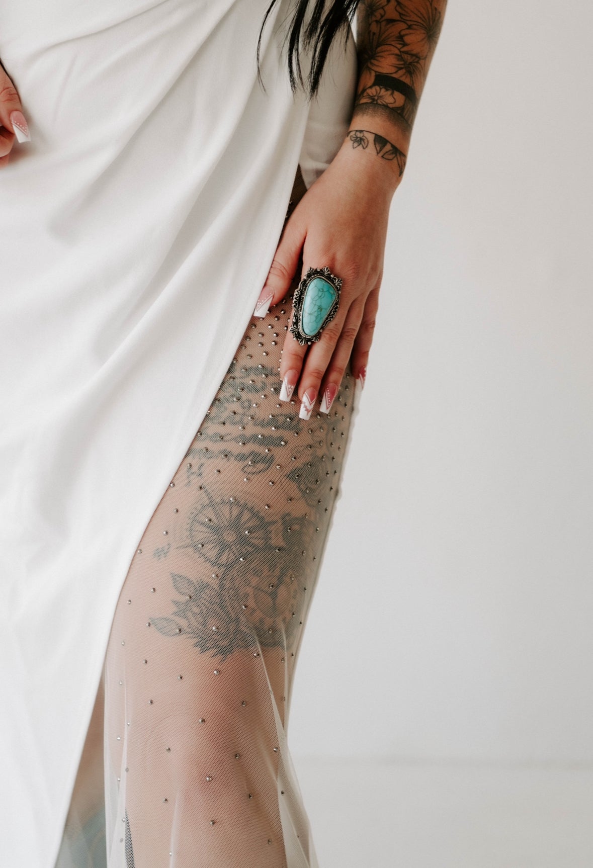 Lillian's Rhinestone Mesh Maxi Dress