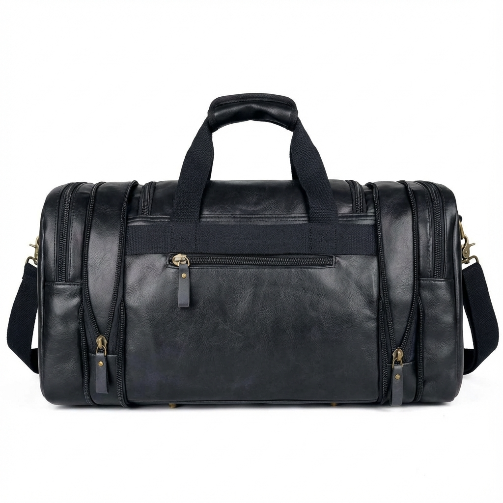 Elegante Bolso de Viaje de Cuero tipo Duffel Weekender – 40L Expandible de Cabina