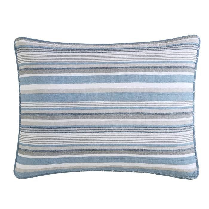 Juego de Funda de Sofá Cama de 4 Piezas con Rayas Náuticas Azules, Blancas y Grises, 100 % Algodón