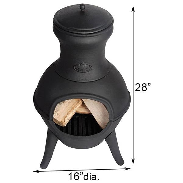 Pozo de fuego de leña de chimenea de hierro fundido pequeño negro para exteriores