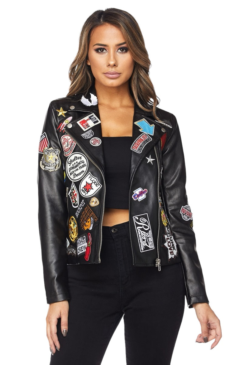 Chaqueta de motociclista con parches