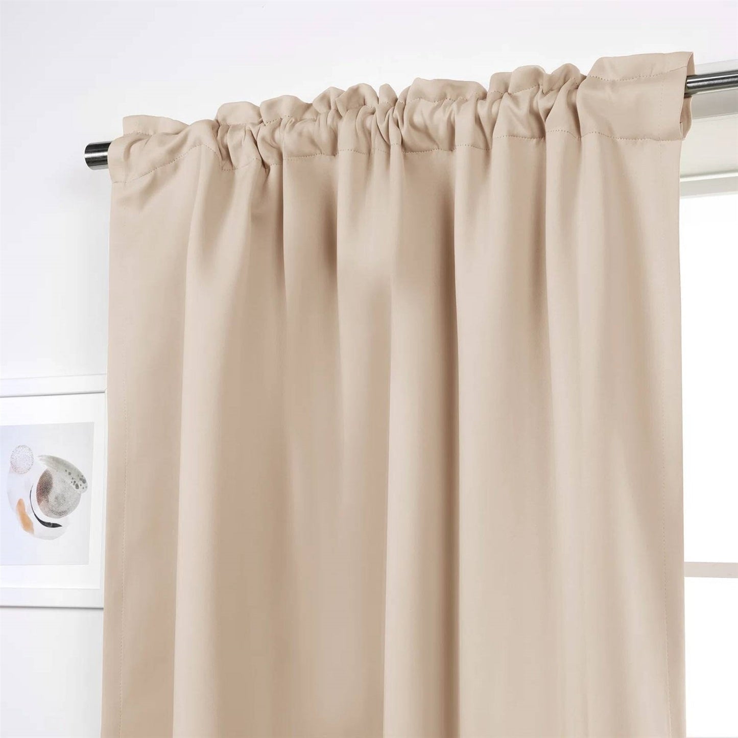 Paneles de cortina opaca térmica color crema beige sólido de 52 x 102 pulgadas - Juego de 2