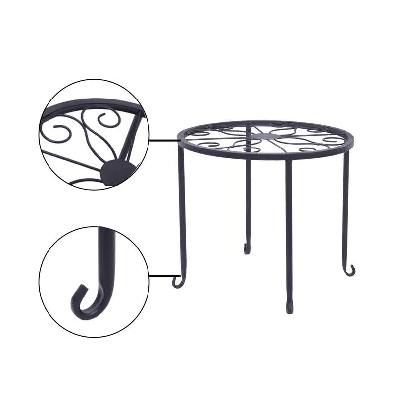 Juego de 4 – Soporte de metal negro para plantas de interior y exterior