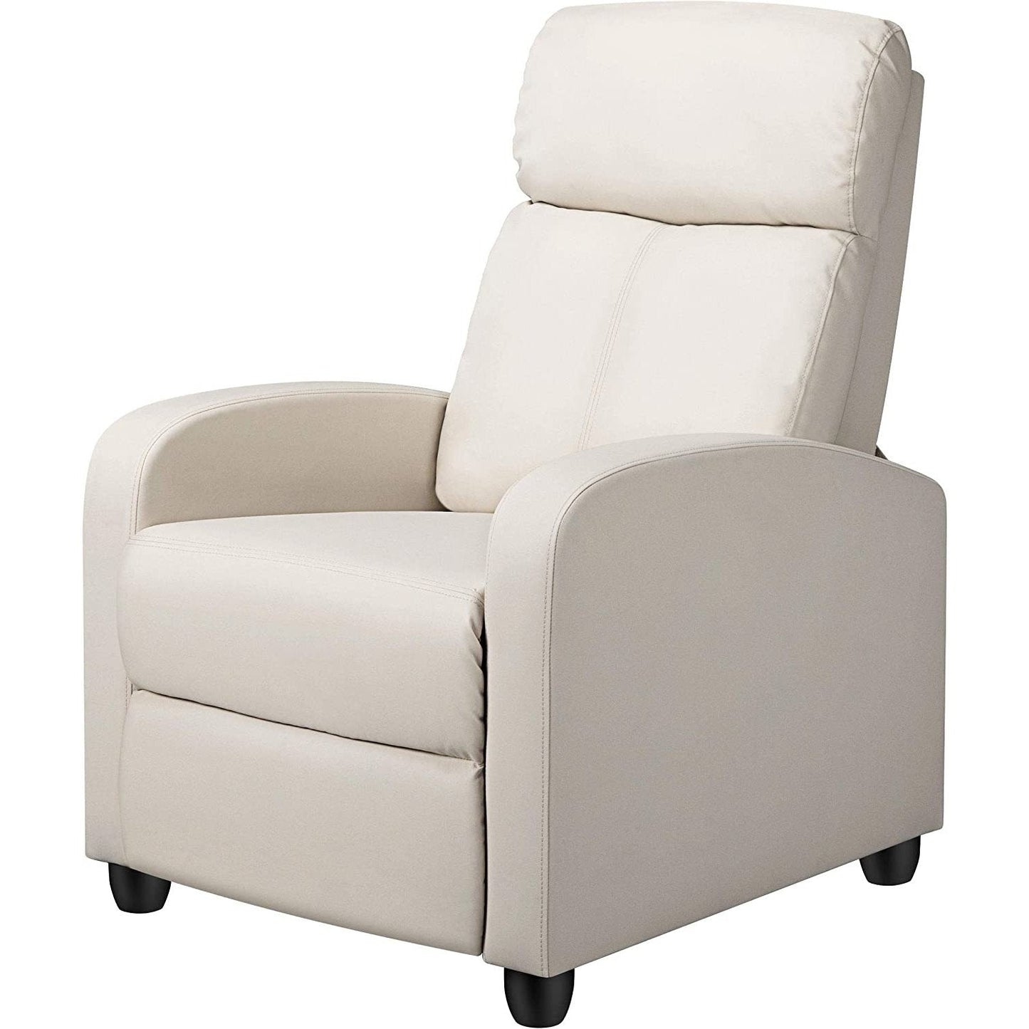 Sillón reclinable push-back de piel sintética de alta densidad color blanco roto