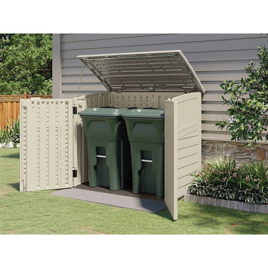 Contenedor de basura de plástico de alta resistencia, color crema, beige y gris, para exterior, cobertizo de almacenamiento