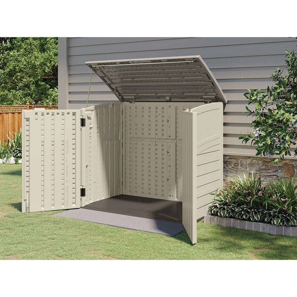 Contenedor de basura de plástico de alta resistencia, color crema, beige y gris, para exterior, cobertizo de almacenamiento