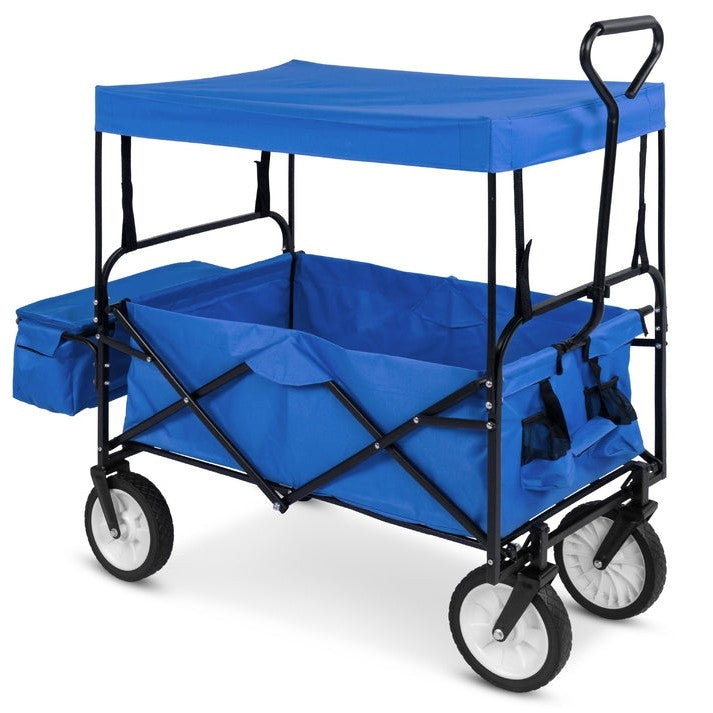 Carro Plegable Multiusos para Interiores/Exteriores con Toldo - Azul