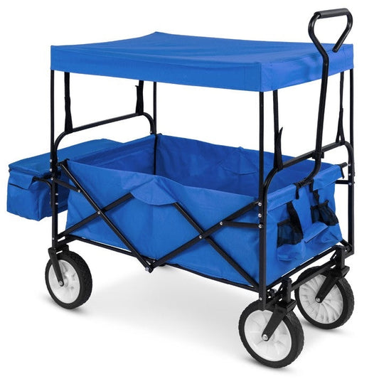 Carro Plegable Multiusos para Interiores/Exteriores con Toldo - Azul