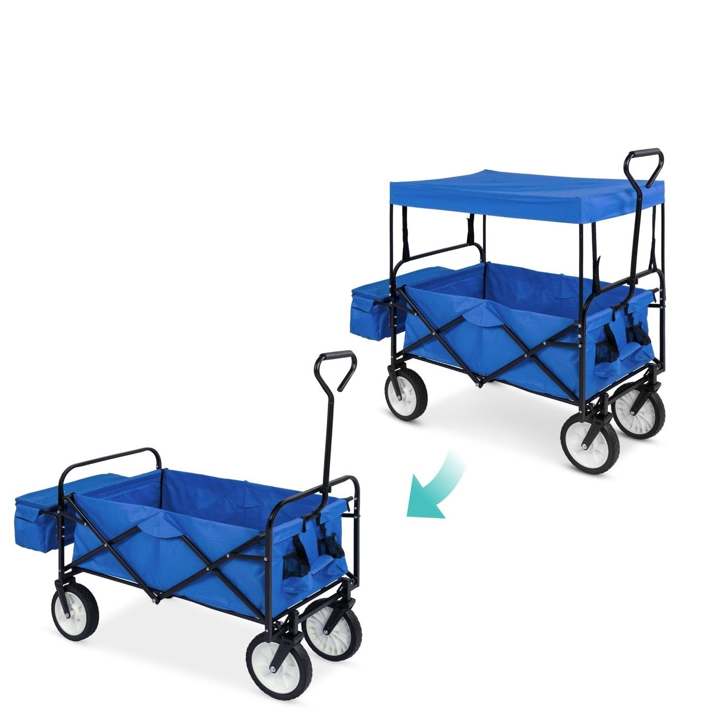 Carro Plegable Multiusos para Interiores/Exteriores con Toldo - Azul